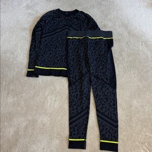Sweaty Betty Black Leopard & Yellow Base Layer ski set size L women